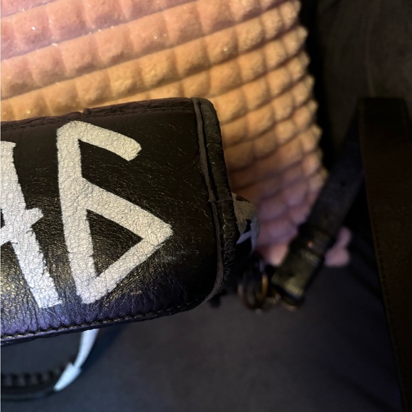 Balenciaga Black & White Graffiti Lambskin Small Classic City Bag purse auth - Picture 11 of 13
